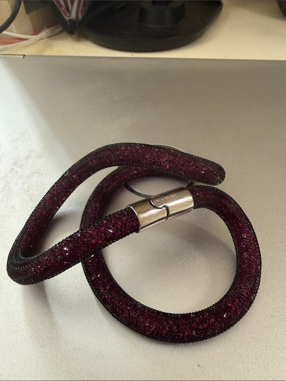 New wrap Swarovski Stardust double wrap  bracelet. Wine burgandy